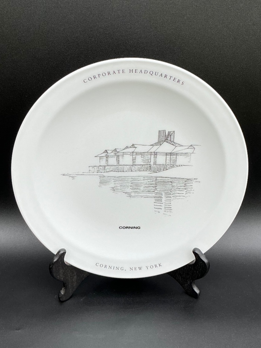 Vintage 1993 Corning Glass Corporate Headquarters Pyroceram Collector Plate USA